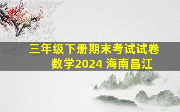 三年级下册期末考试试卷数学2024 海南昌江